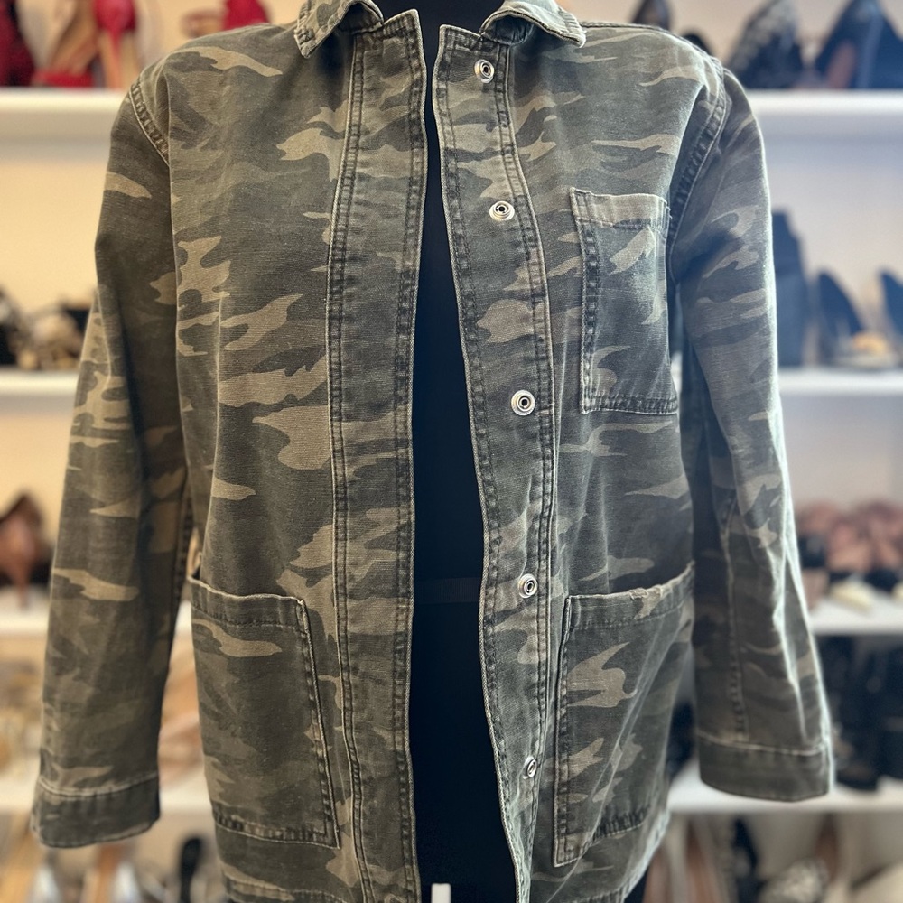 Topshop Green Camouflage Jacket 100% Cotton / Size 4